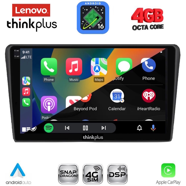LENOVO LTG 7704BL_CPA (9inc) MULTIMEDIA TABLET for TOYOTA AVENSIS (T25) mod. 2003-2009 (BLACK)