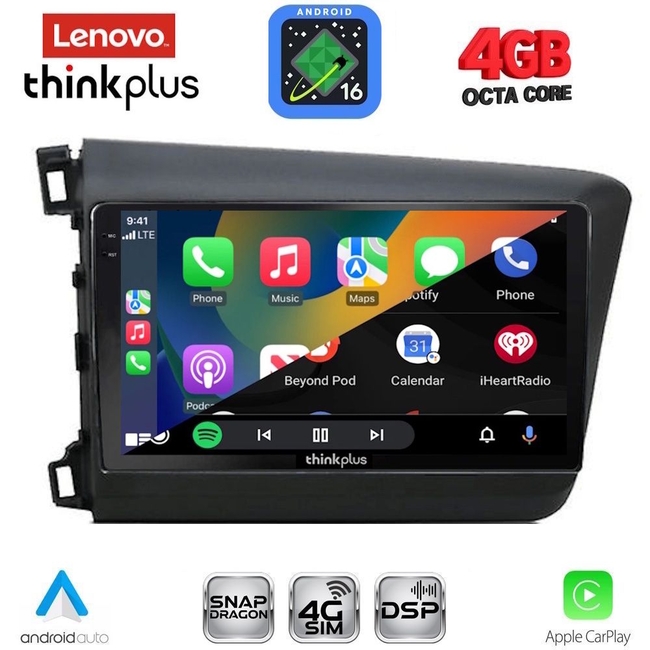 LENOVO LTG 71904D_CPA (9inc) MULTIMEDIA TABLET for HONDA CIVIC  4Doors mod. 2012-2016