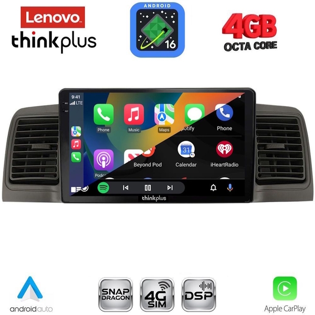 LENOVO LTG 7712BL_CPA (9inc) MULTIMEDIA TABLET for TOYOTA COROLLA mod. 2001-2006 (BLACK)