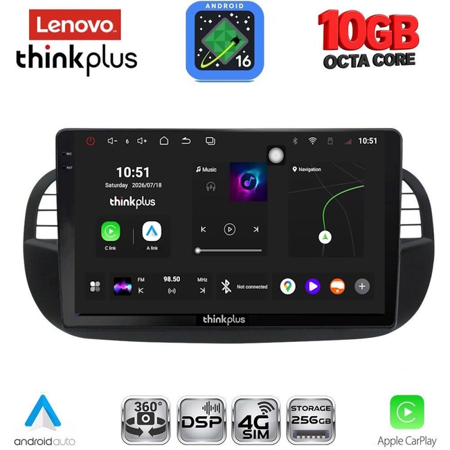 LENOVO LTM 11130BL_CPA (9inc) MULTIMEDIA TABLET for FIAT 500 mod. 2007-2015 (BLACK)