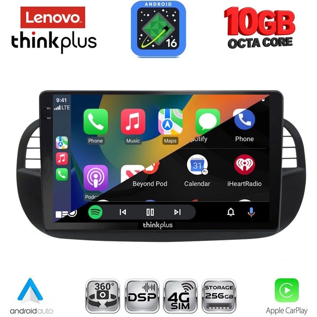 LENOVO LTM 11130BL_CPA (9inc) MULTIMEDIA TABLET for FIAT 500 mod. 2007-2015 (BLACK)