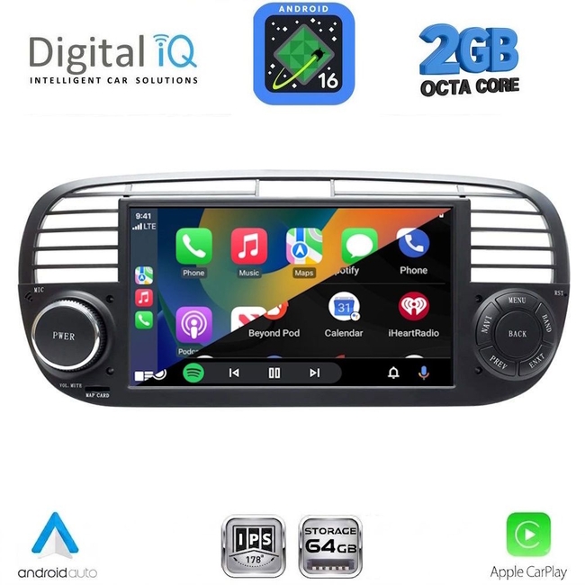 DIGITAL IQ BLE 365BL_CPA (7" DECK) MULTIMEDIA SYSTEM for FIAT 500 mod. 2007-2015 (BLACK)