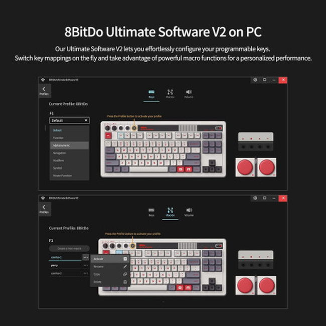 8Bitdo Retro Ασύρματο Μηχανικό Πληκτρολόγιο N Edition (RET00378) TKL, Bluetooth / 2.4G / USB-C for Windows PC &amp;Android