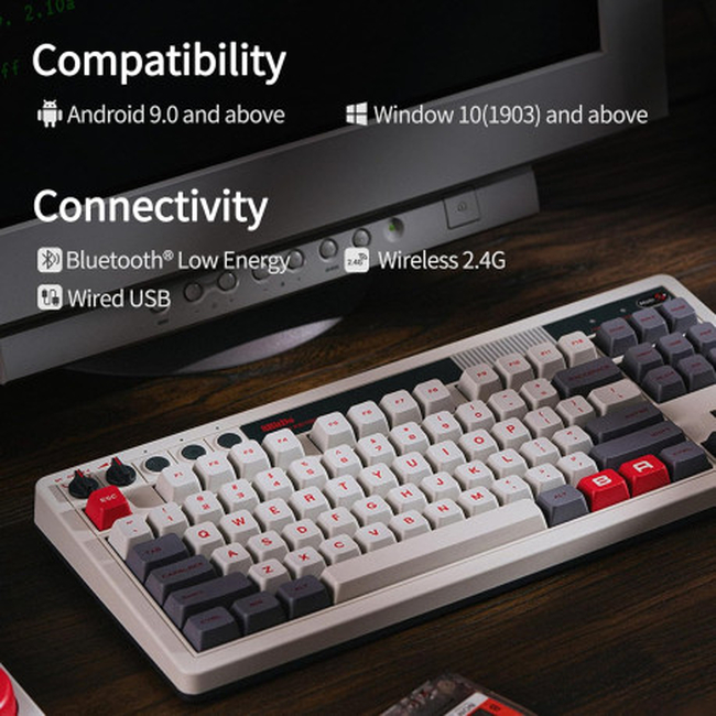 8Bitdo Retro Ασύρματο Μηχανικό Πληκτρολόγιο N Edition (RET00378) TKL, Bluetooth / 2.4G / USB-C for Windows PC &amp;Android