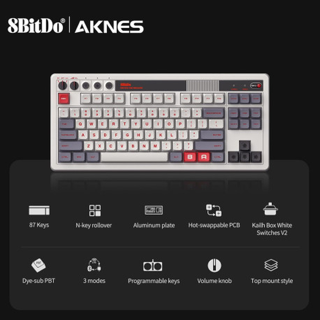 8Bitdo Retro Ασύρματο Μηχανικό Πληκτρολόγιο N Edition (RET00378) TKL, Bluetooth / 2.4G / USB-C for Windows PC &amp;Android