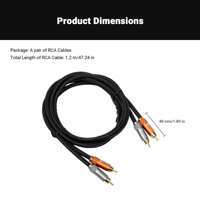 Fosi Audio RCA Cables - 1.2m