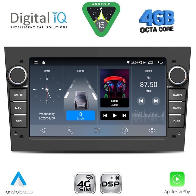 DIGITAL IQ BLG 419BL_CPA (7" DECK) MULTIMEDIA SYSTEM for OPEL ALL mod. 2004-2014 (GLOSS BLACK)