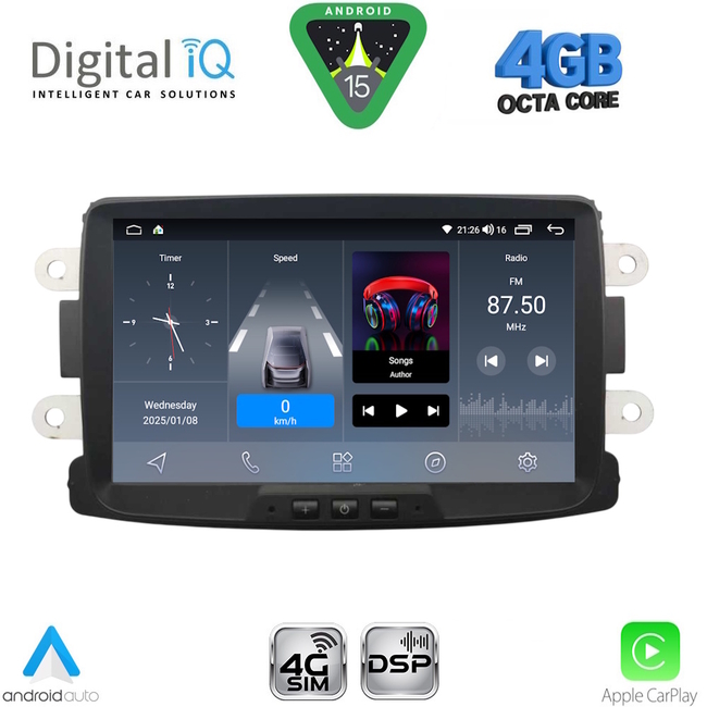 DIGITAL IQ BLG 433_CPA (8" DECK) MULTIMEDIA SYSTEM for DACIA mod. 2012-2019 – RN CAPTURE mod. 2013>