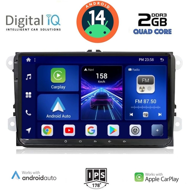 DIGITAL IQ BXC 389_CPAA (9'' DECK) MULTIMEDIA SYSTEM for VW – SKODA – SEAT GROUP mod. 2004-2014