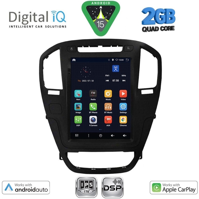 DIGITAL IQ BXC 3914BL_CPAA TESLA STYLE for OPEL INSIGNIA mod. 2008-2013 (Black colour)