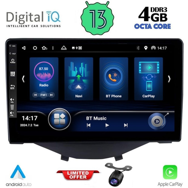 DIQ BXD 6715_CPA CLIMA (9inc) MULTIMEDIA TABLET for CITROEN C1 - PEUGEOT 108 - TOYOTA AYGO mod. 2014-2022