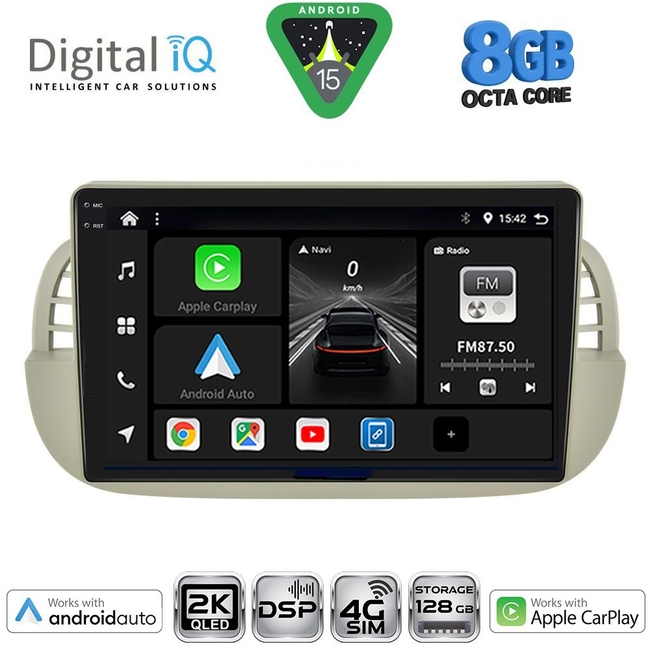 DIGITAL IQ BXF 11130BG_CPAA (9inc) MULTIMEDIA TABLET for FIAT 500 mod. 2007-2015 (BEIGE)
