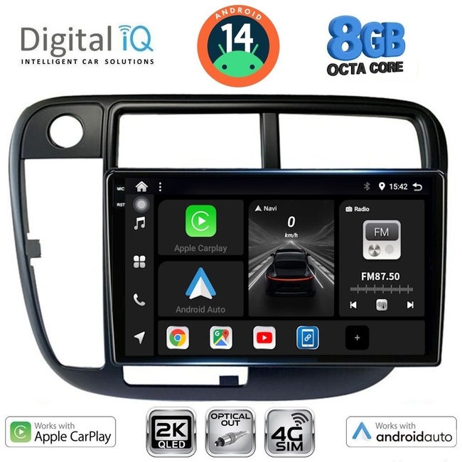 DIGITAL IQ BXK 20186_CPAA CLIMA (9inc) MULTIMEDIA TABLET for HONDA CIVIC mod. 1995-2001