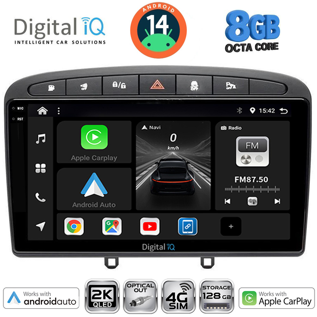 DIGITAL IQ BXK 20513BL_CPAA (9inc) MULTIMEDIA TABLET for PEUGEOT 308 mod.2007-2012 - RCZ mod.2009-2015 (BLACK)