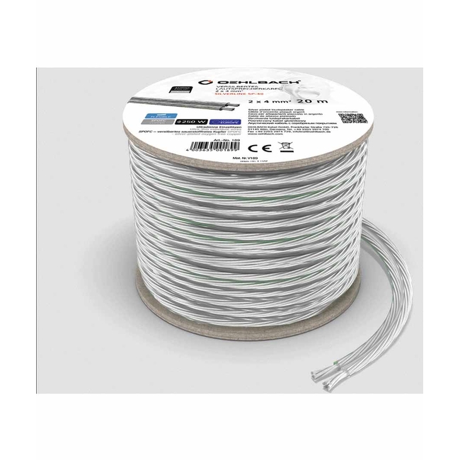 Oehlbach Silverline SP-40 Επάργυρο Καλώδιο Ηχείων 4m Διάφανο (Τεμάχιο)