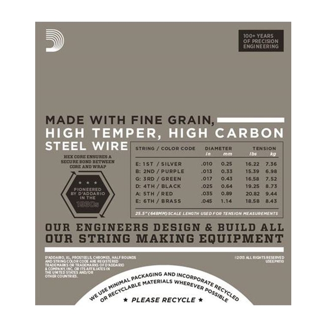 D'Addario EPN-110 Χορδές  Ηλεκτρικής Κιθάρας Pure Nickel, Regular Light