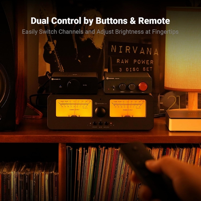 Fosi Audio LC30 VU Meter Amplifier Speaker Selector