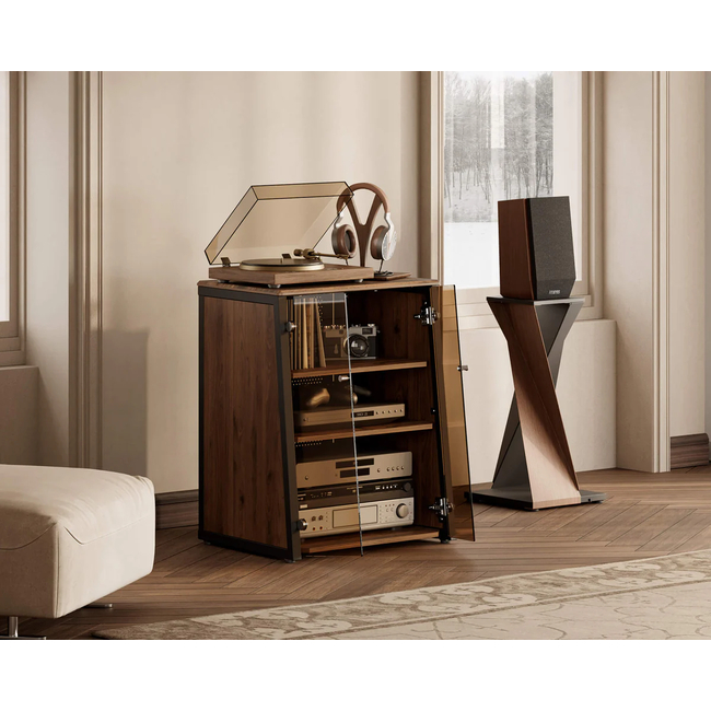 FITUEYES Eiffel V2 AS07 Πολυτελές HIFI Rack με Πορτάκια Walnut