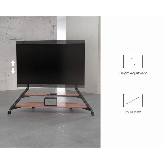 FITUEYES Eiffel V2 FT100 Walnut Επιδαπέδια Βάση Τηλεόρασης 75"-100" με Ρόδες
