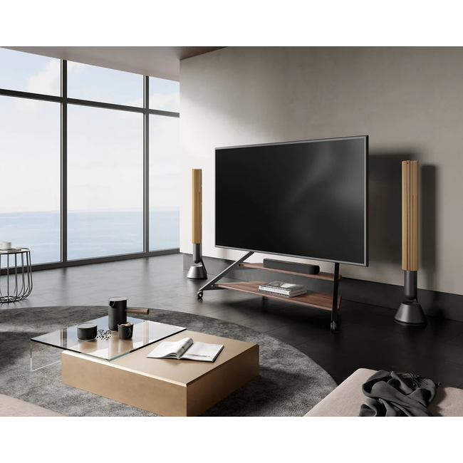 FITUEYES Eiffel V2 FT100 Walnut Επιδαπέδια Βάση Τηλεόρασης 75"-100" με Ρόδες