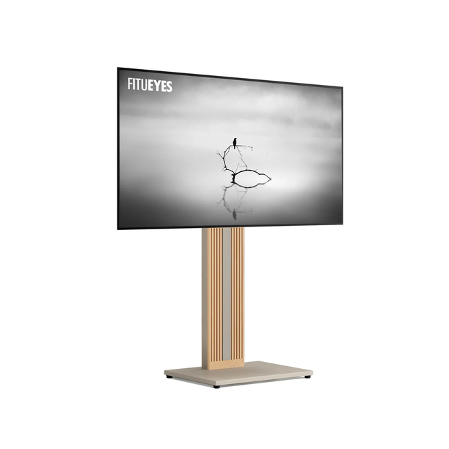 FITUEYES Zen FT65 Morandi Grey Επιδαπέδια Βάση Τηλεόρασης 32"-65" με Ξύλινη Βάση & Ρυθμιζόμενο Ύψος