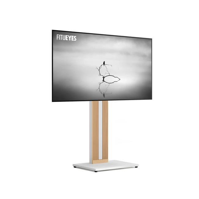 FITUEYES Zen FT65 White Επιδαπέδια Βάση Τηλεόρασης 32"-65" με Ξύλινη Βάση & Ρυθμιζόμενο Ύψος