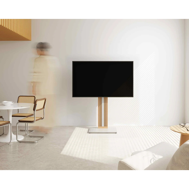 FITUEYES Zen FT65 White Επιδαπέδια Βάση Τηλεόρασης 32"-65" με Ξύλινη Βάση & Ρυθμιζόμενο Ύψος
