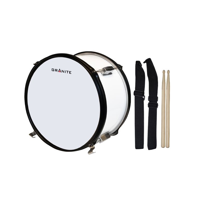 GRANITE Junior Ταμπούρο 12'' x 7'' White με ζώνη και μπαγκέτες