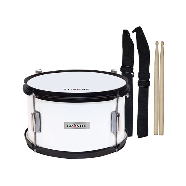 GRANITE Junior Ταμπούρο 12'' x 7'' White με ζώνη και μπαγκέτες