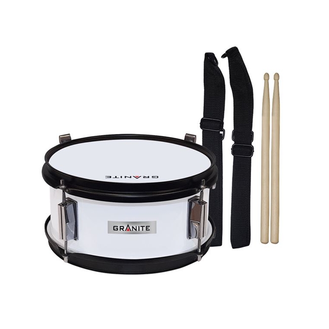 GRANITE Ταμπούρο Junior 10'' x 5'' White με ζώνη και μπαγκέτες