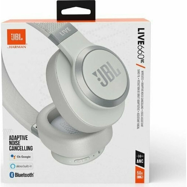 JBL Live 660NC On-Ear Bluetooth Adaptive NC White