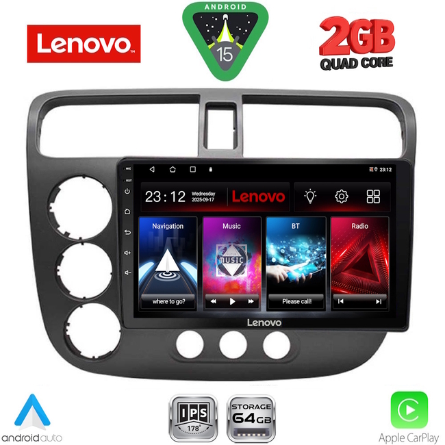 LENOVO LVD 2187_CPA (9inc) MULTIMEDIA TABLET for HONDA CIVIC 4D mod. 2001-2006