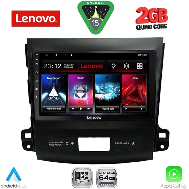 LENOVO LVD 2442_CPA (9inc) MULTIMEDIA TABLET for CITROEN C-CROSSER | MITSUBISHI OUTLANDER | PEUGEOT 4007  mod. 2006-2012