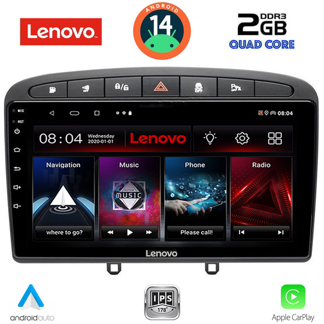 LENOVO LVD 2513BL_CPA (9inc) MULTIMEDIA TABLET for PEUGEOT 308 mod.2007-2012 - RCZ mod.2009-2015 (BLACK)