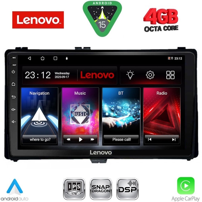 LENOVO LVD 2703_CPA (9inc) MULTIMEDIA TABLET for TOYOTA AURIS mod. 2015> – AYGO X mod. 2022> – COROLLA mod. 2017-2019