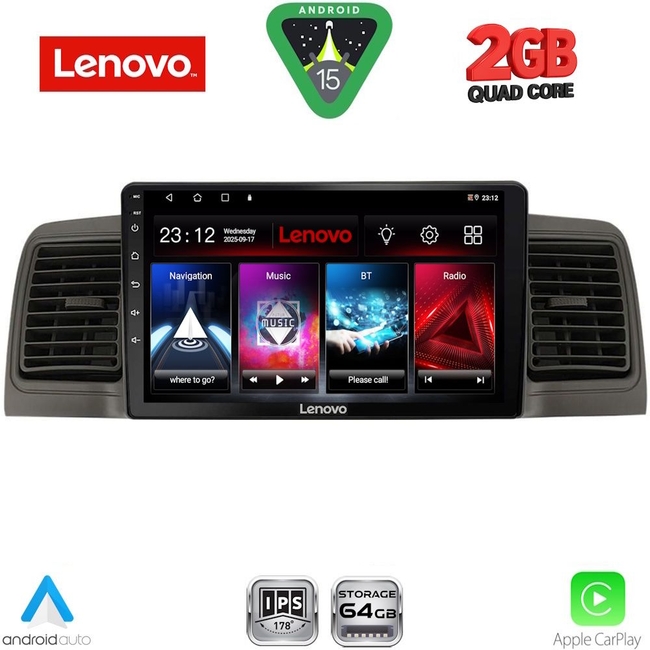 LENOVO LVD 2712BL_CPA (9inc) MULTIMEDIA TABLET for TOYOTA COROLLA mod. 2001-2006 (BLACK)