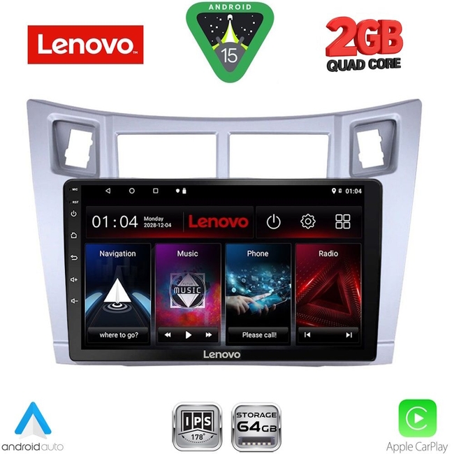 LENOVO LVD 2736SL_CPAA (9inc) MULTIMEDIA TABLET for TOYOTA YARIS mod. 2006-2011 (SILVER)