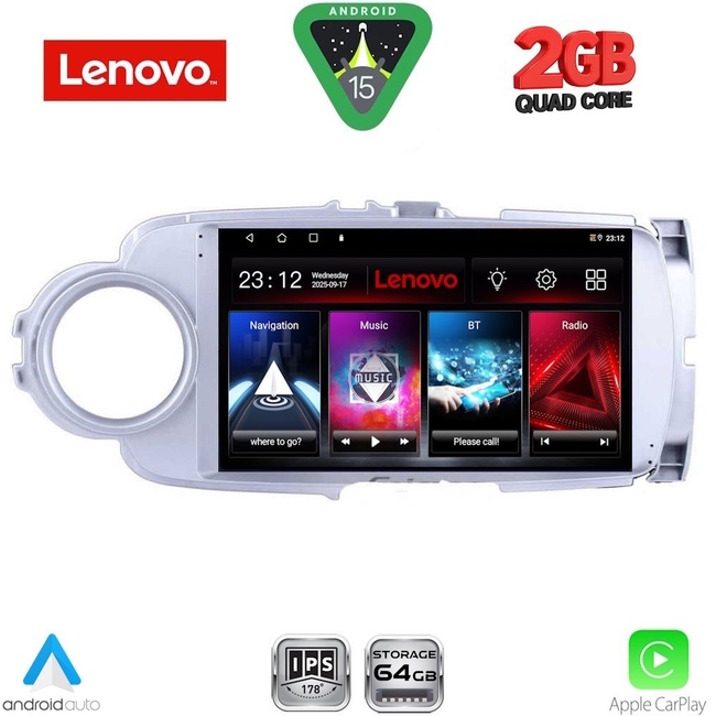 LENOVO LVD 2737SL_CPA (9inc) MULTIMEDIA TABLET for TOYOTA YARIS mod. 2011-2015 (SILVER)