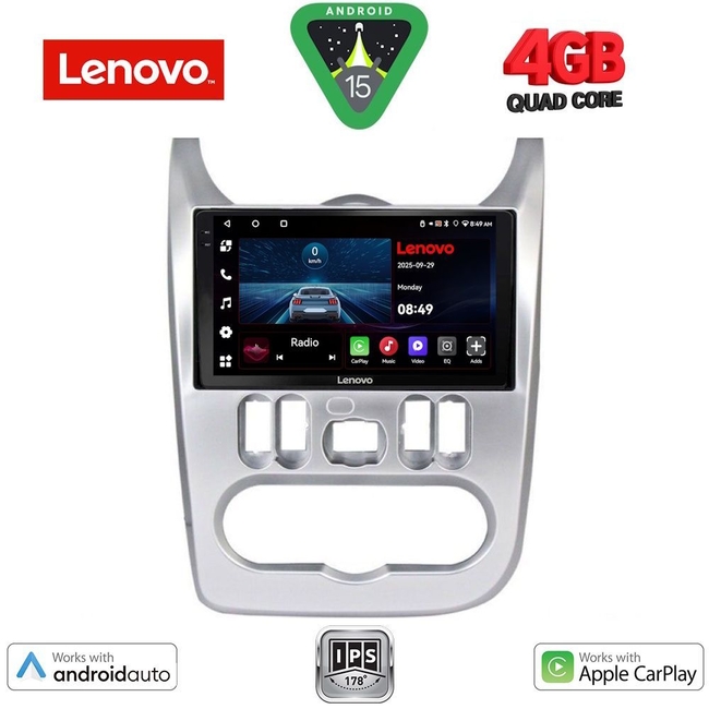 LENOVO LVE 8101SL_CPAA (9inc) MULTIMEDIA TABLET for DACIA DUSTER – LOGAN – SANDERO mod. 2006-2012  (SILVER)