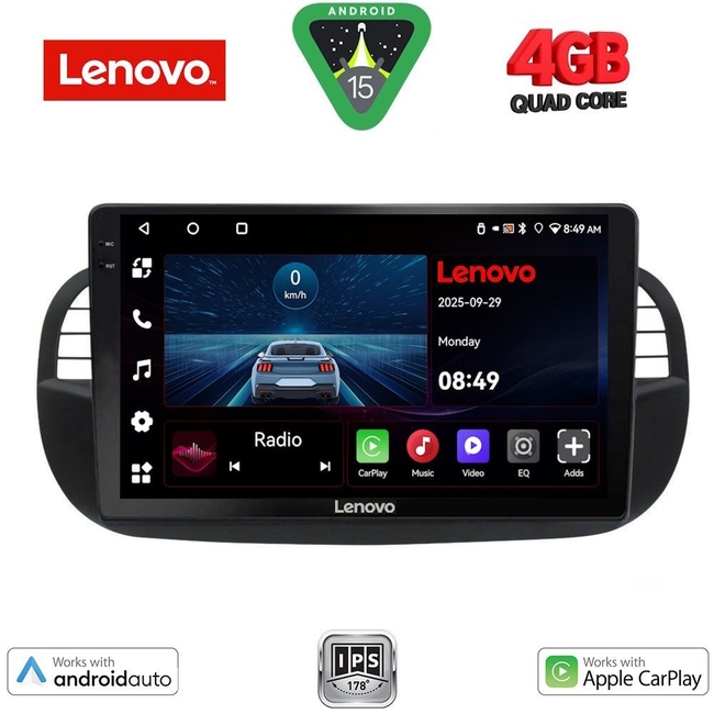 LENOVO LVE 8130BL_CPAA (9inc) MULTIMEDIA TABLET for FIAT 500 mod. 2007-2015  (BLACK)