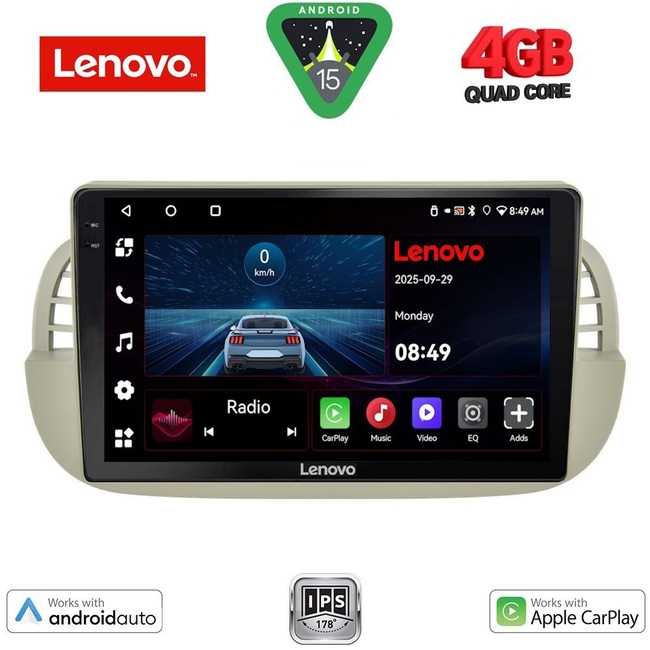 LENOVO LVE 8130BG_CPAA (9inc) MULTIMEDIA TABLET for FIAT 500 mod. 2007-2015  (BEIGE)