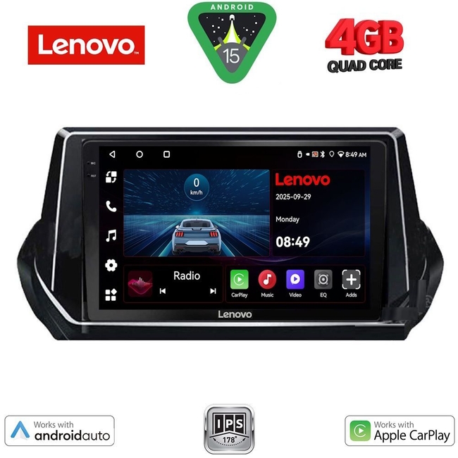 LENOVO LVE 8509_CPAA (9inc) MULTIMEDIA TABLET for PEUGEOT 208 - 2008 mod. 2021>