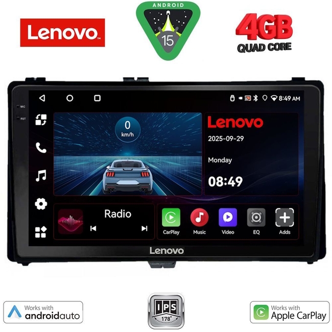 LENOVO LVE 8703_CPAA (9inc) MULTIMEDIA TABLET for TOYOTA AURIS mod. 2015> – AYGO X mod. 2022> – COROLLA mod. 2017-2019