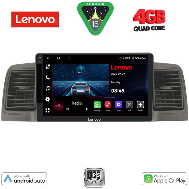LENOVO LVE 8712GR_CPAA (9inc) MULTIMEDIA TABLET for TOYOTA COROLLA mod. 2001-2006 (GREY)
