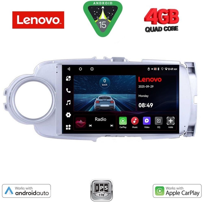 LENOVO LVE 8737SL_CPAA (9inc) MULTIMEDIA TABLET for TOYOTA YARIS mod. 2011-2015  (SILVER)