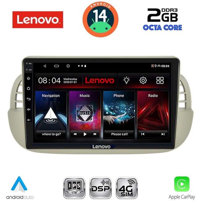 LENOVO LVF 5130BG_CPA (9inc) MULTIMEDIA TABLET for FIAT 500 mod. 2007-2015 (BEIGE)