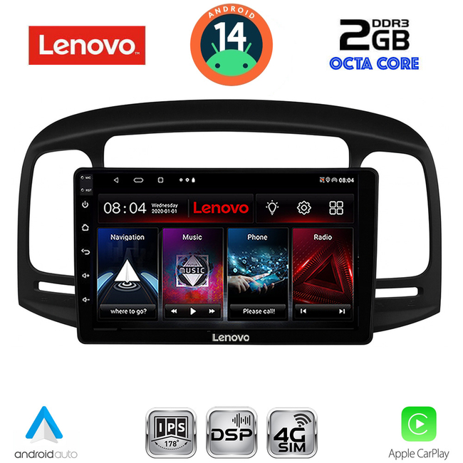 LENOVO LVF 5249BL_CPA (9inc) MULTIMEDIA TABLET for HYUNDAI ACCENT mod. 2005-2012 (BLACK)