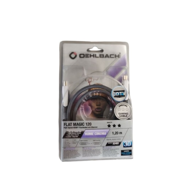 Oehlbach Flat Magic 120 High Speed HDMI Καλώδιο με Ethernet Gaming Cable 1,2m