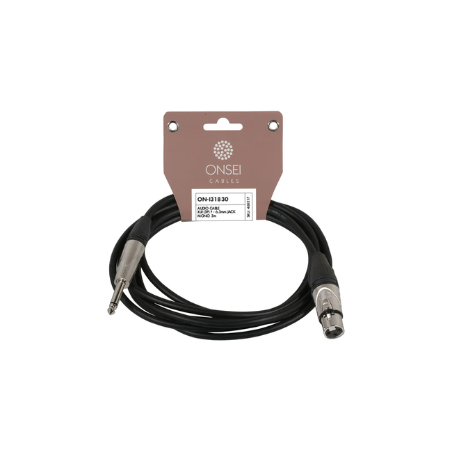 Onsei ON-I31830 Τερματισμένο Καλώδιο Ήχου 3-pin XLR Female σε 6.3 Jack Mono 3m - (5213007194565)