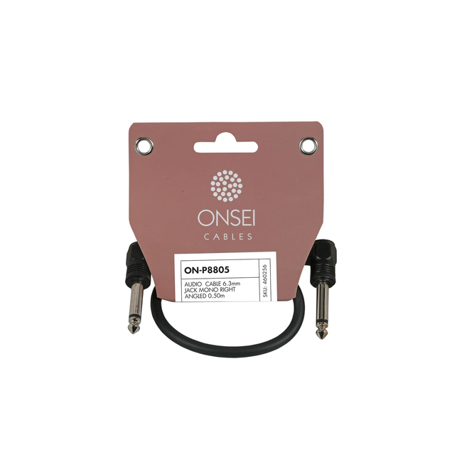 Onsei ON-P8805 Τερματισμένο Καλώδιο Ήχου 6.3mm Jack Mono Γωνιακό 0.50m